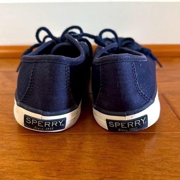Sperry Topsider Seacoast Navy Blue Sneakers Sz 2 - Picture 4 of 7